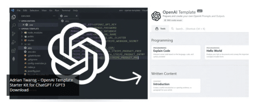 Adrian Twarog - OpenAI Template Starter Kit for ChatGPT / GPT3 2023 { Full Course + Download }